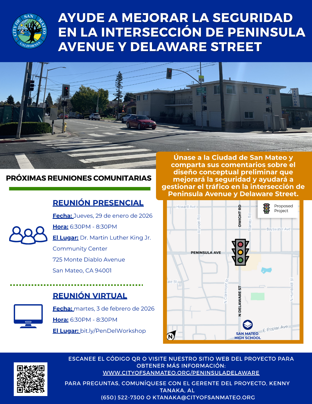 Ayude a mejorar la seguridad en la intersección de Peninsula Avenue y Delaware Street