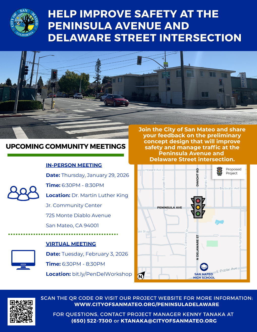 Help Improve Safety at the Peninsula Avenue and Delaware Street Intersection Thumbnail Image