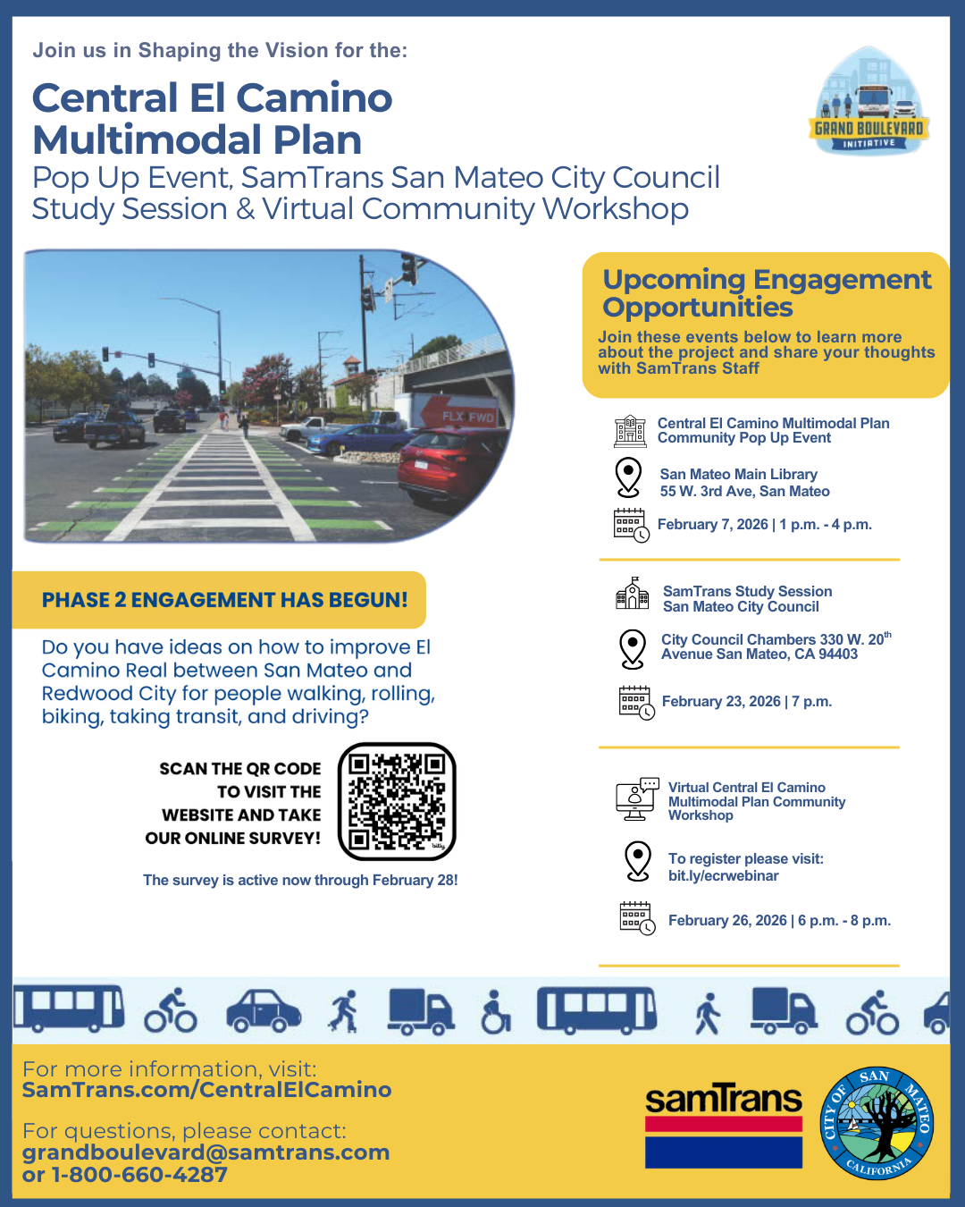 Central El Camino Multimodal Plan  SamTrans San Mateo City Council Study Session and Virtual Communi